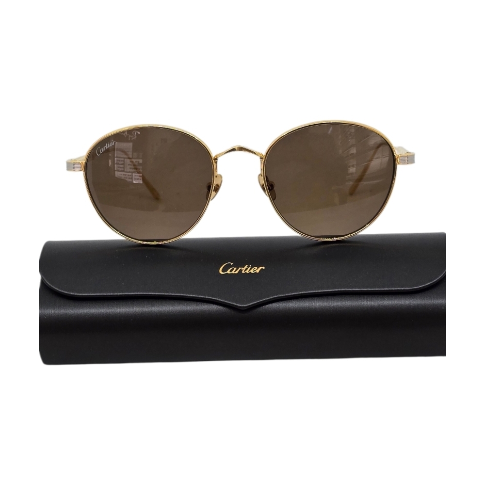 Cartier Gold Sunglasses with brown lenses